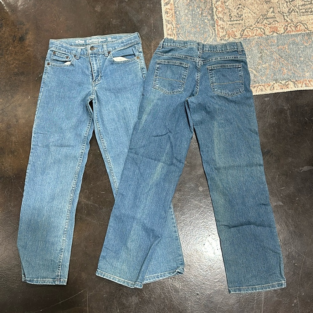 Boys urban pipeline jeans. Size 14 with adjustable waist. Both straight cut.